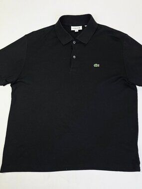 Lacoste Regular Fit Mens Size 2XL Black Chest Embroidered Logo Short Sleeve Polo